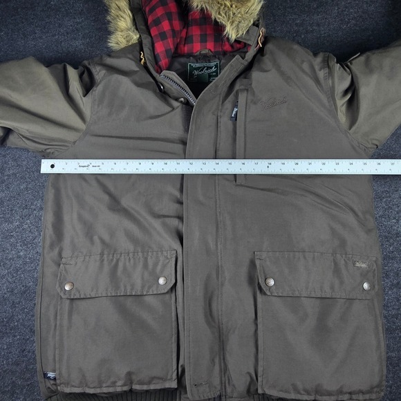 Woolrich Men's Dark Brown Down Insulated Faux Fur Hooded Parka Jacket Size L - Picture 5 of 16